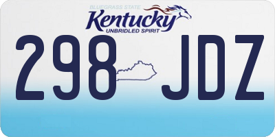KY license plate 298JDZ