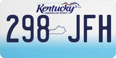 KY license plate 298JFH
