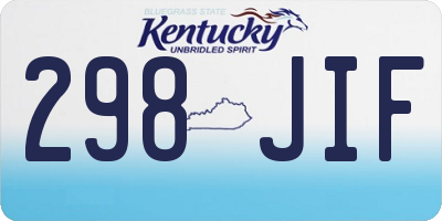 KY license plate 298JIF