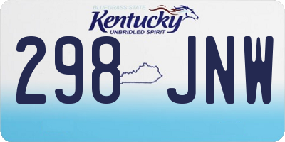 KY license plate 298JNW