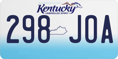 KY license plate 298JOA