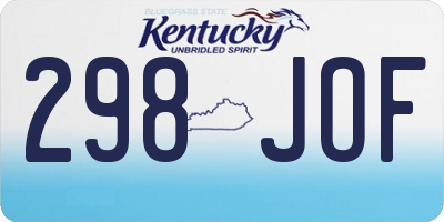 KY license plate 298JOF