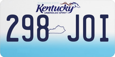 KY license plate 298JOI