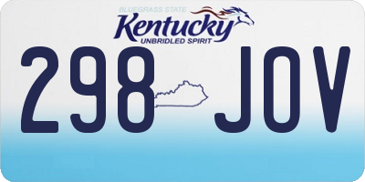 KY license plate 298JOV