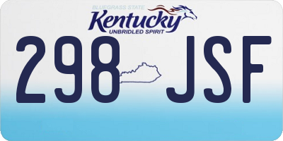 KY license plate 298JSF