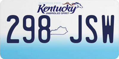 KY license plate 298JSW