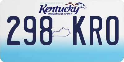 KY license plate 298KRO