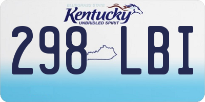 KY license plate 298LBI