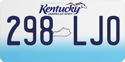 KY license plate 298LJO
