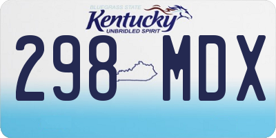 KY license plate 298MDX