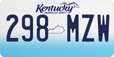 KY license plate 298MZW