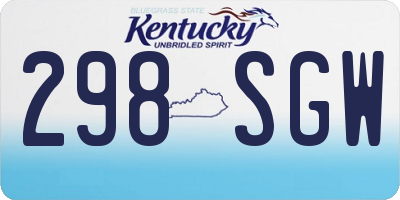 KY license plate 298SGW