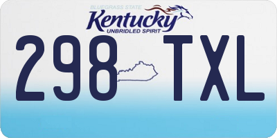 KY license plate 298TXL