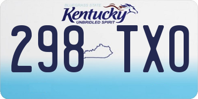 KY license plate 298TXO