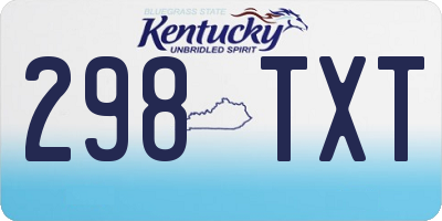KY license plate 298TXT