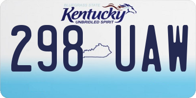 KY license plate 298UAW