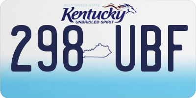 KY license plate 298UBF