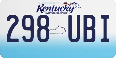 KY license plate 298UBI