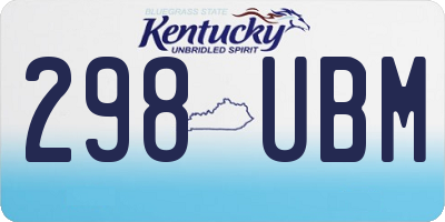 KY license plate 298UBM