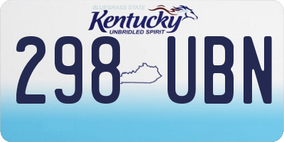 KY license plate 298UBN