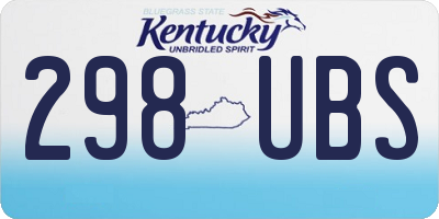 KY license plate 298UBS