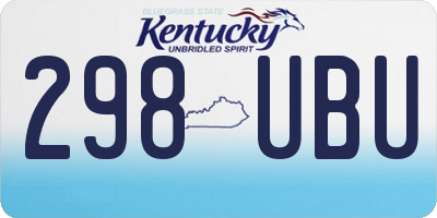 KY license plate 298UBU