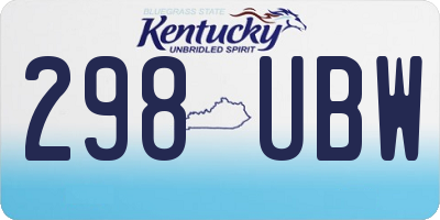 KY license plate 298UBW