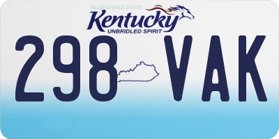 KY license plate 298VAK