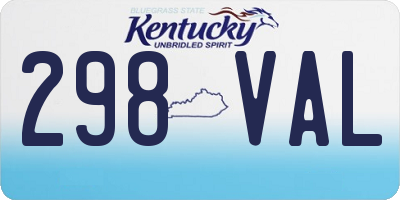 KY license plate 298VAL