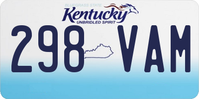 KY license plate 298VAM
