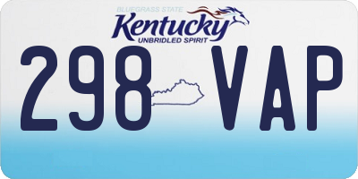 KY license plate 298VAP