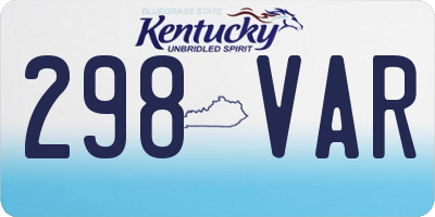 KY license plate 298VAR