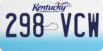 KY license plate 298VCW