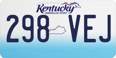 KY license plate 298VEJ