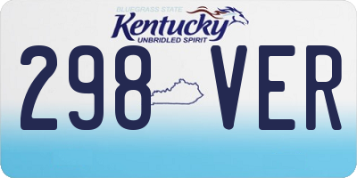 KY license plate 298VER