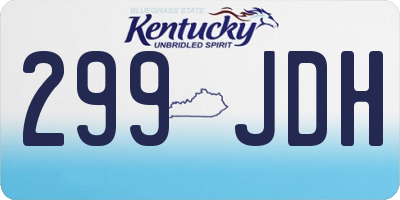 KY license plate 299JDH