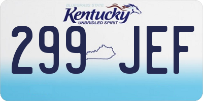 KY license plate 299JEF