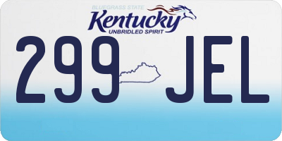 KY license plate 299JEL