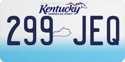 KY license plate 299JEQ