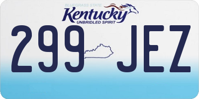 KY license plate 299JEZ