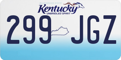 KY license plate 299JGZ