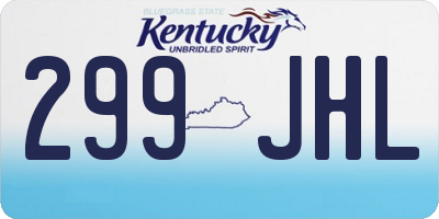 KY license plate 299JHL