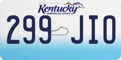 KY license plate 299JIO