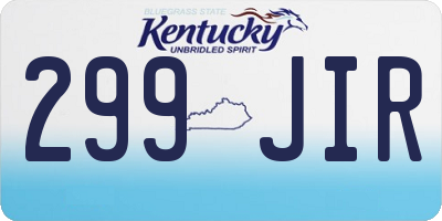 KY license plate 299JIR