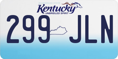 KY license plate 299JLN