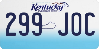 KY license plate 299JOC