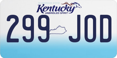 KY license plate 299JOD