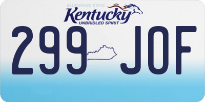 KY license plate 299JOF