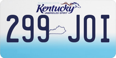 KY license plate 299JOI