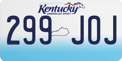 KY license plate 299JOJ